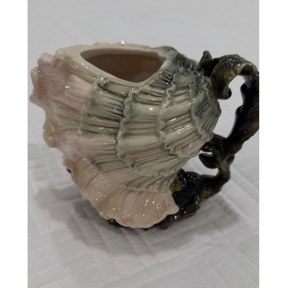 Kaldun & Bogle Seashell Teapot Ceramic Hand Painted Coastal Pink Green